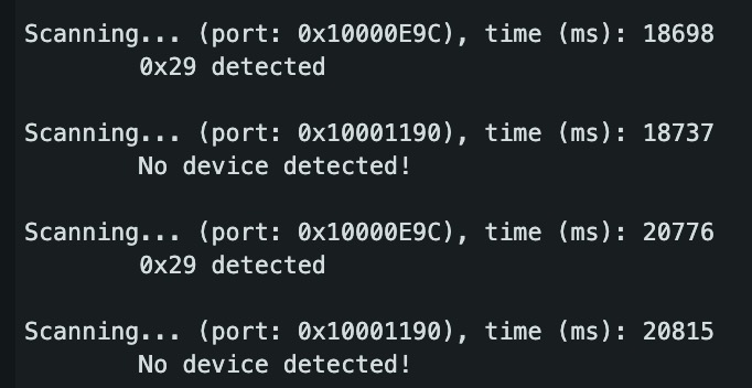 I2C Scanner Output
